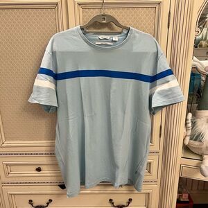 Calvin Klein blue men's short sleeve t shirt with stripe